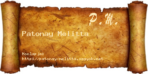 Patonay Melitta névjegykártya
